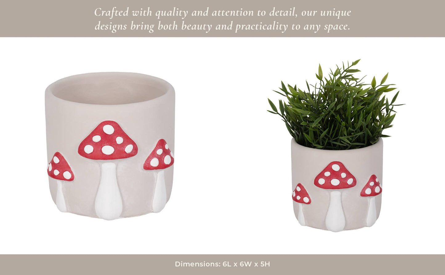 Red/White Magic Mushroom Applique Planter 6"