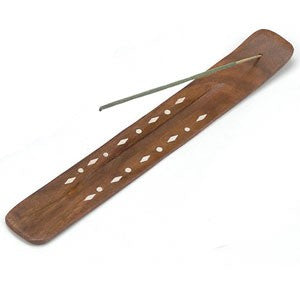 Incense Burner Brown Sheesham Wood With Inlay Design