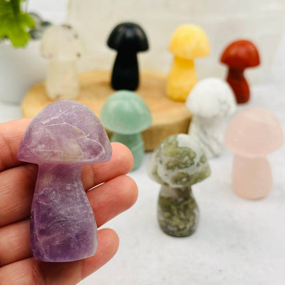 Crystal Gemstone Mushrooms Carving