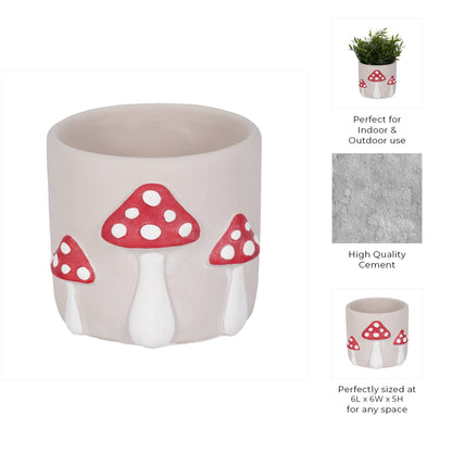 Red/White Magic Mushroom Applique Planter 6"