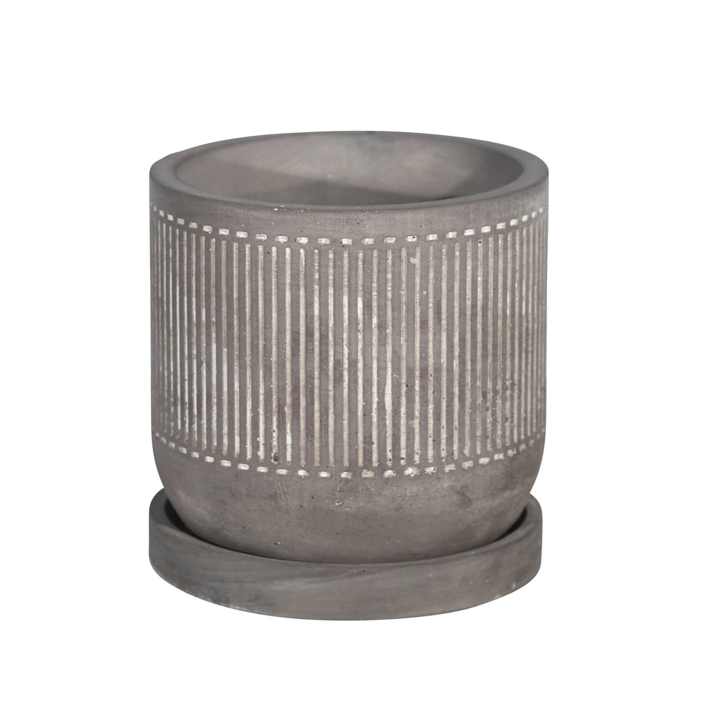 Gray Line Pattern Planter with Saucer 6"