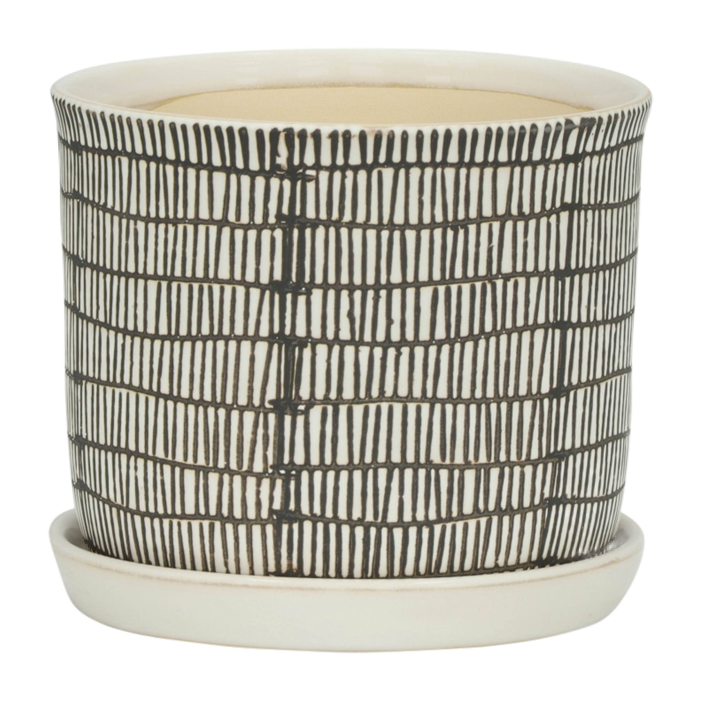 Ivory Line Planter with Saucer