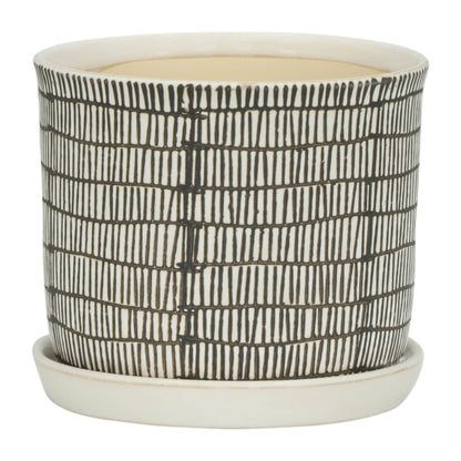 Ivory Line Planter with Saucer