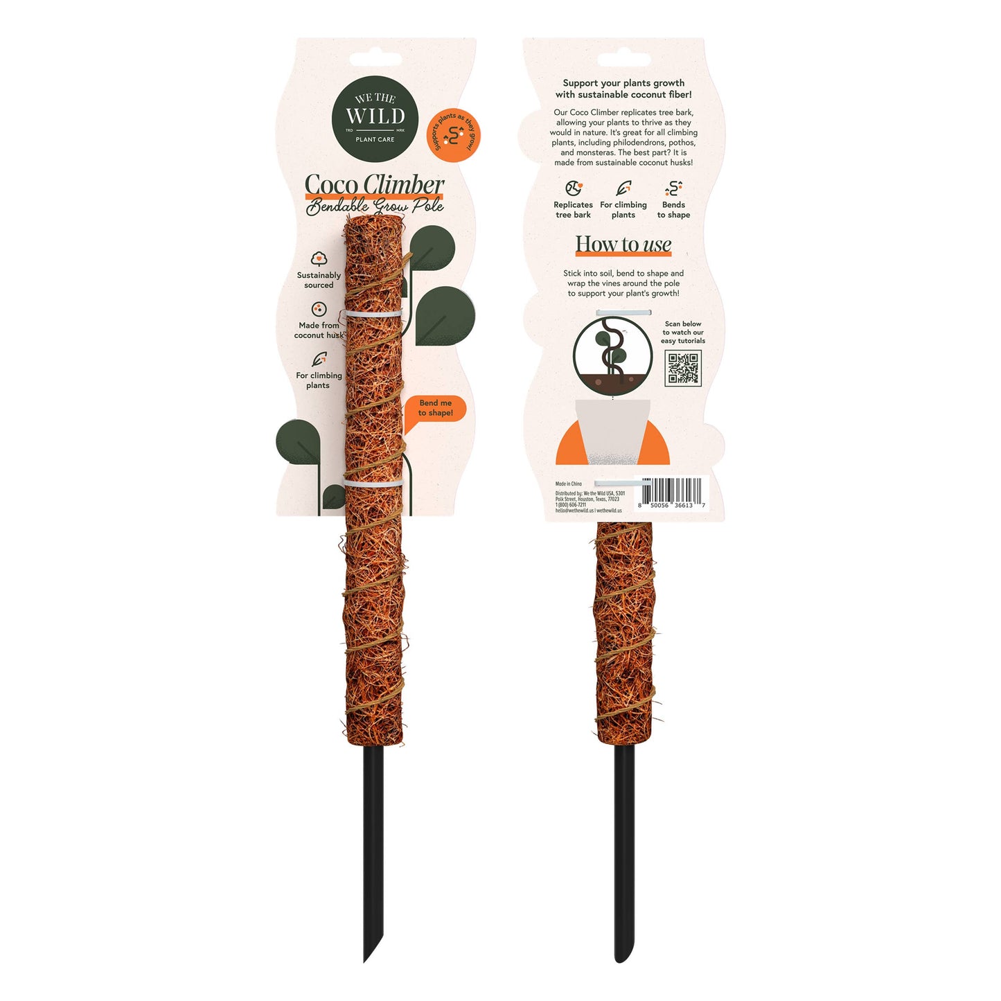 Coconut Coir Bendable Grow Pole 16"