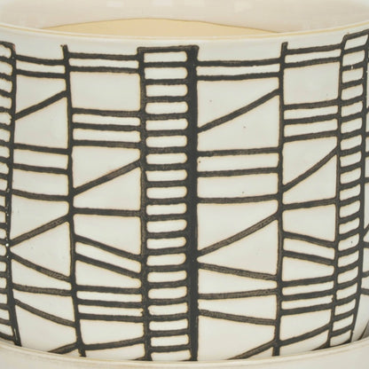 Beige Geometric Planter with Saucer