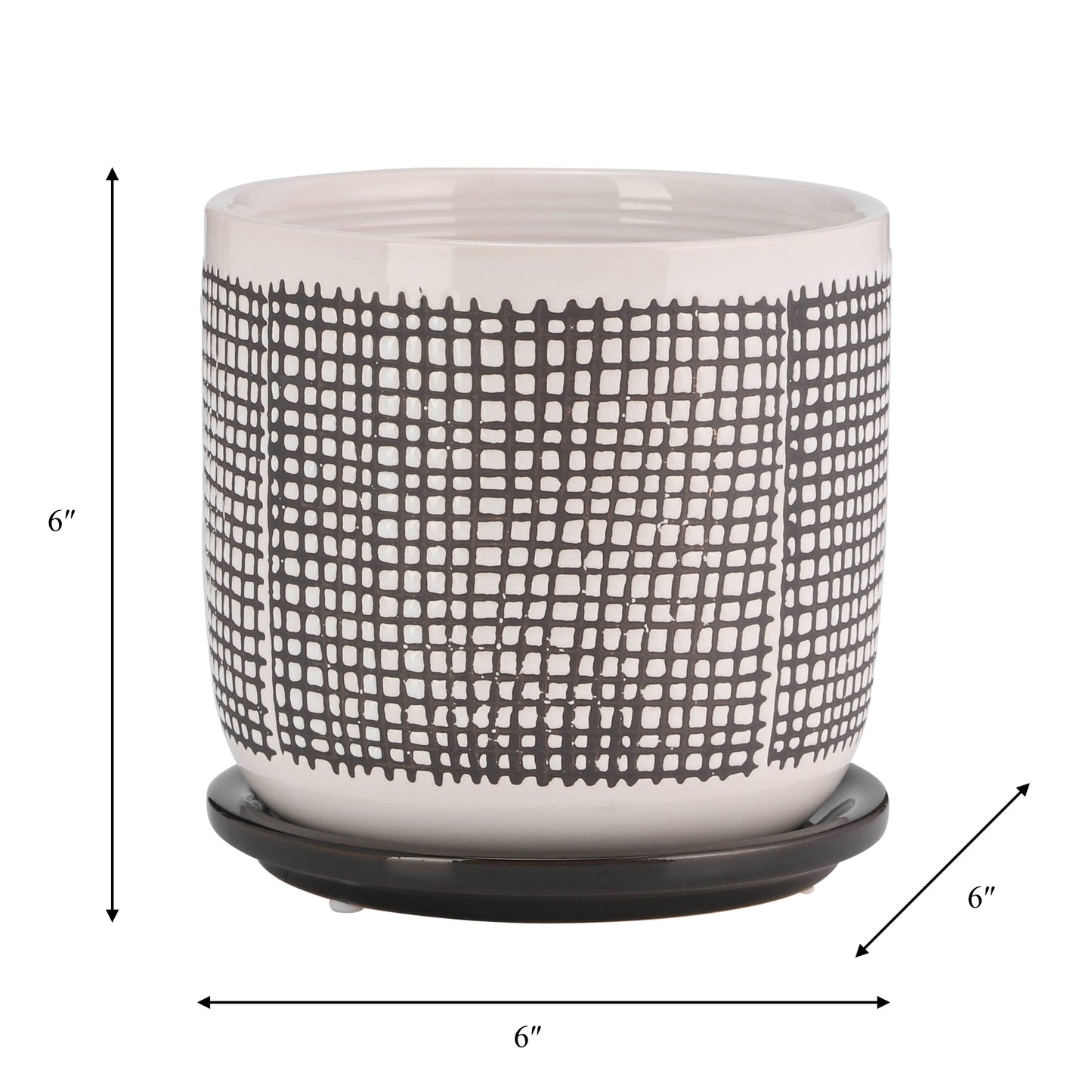 Gray Mesh Design Planter with Saucer 6"