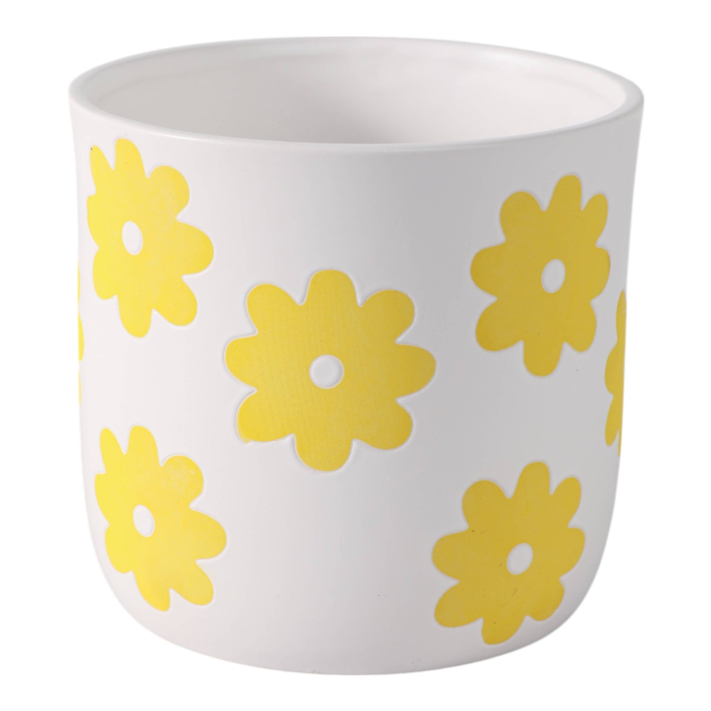 White/Yellow Ceramic Flower Power Planter