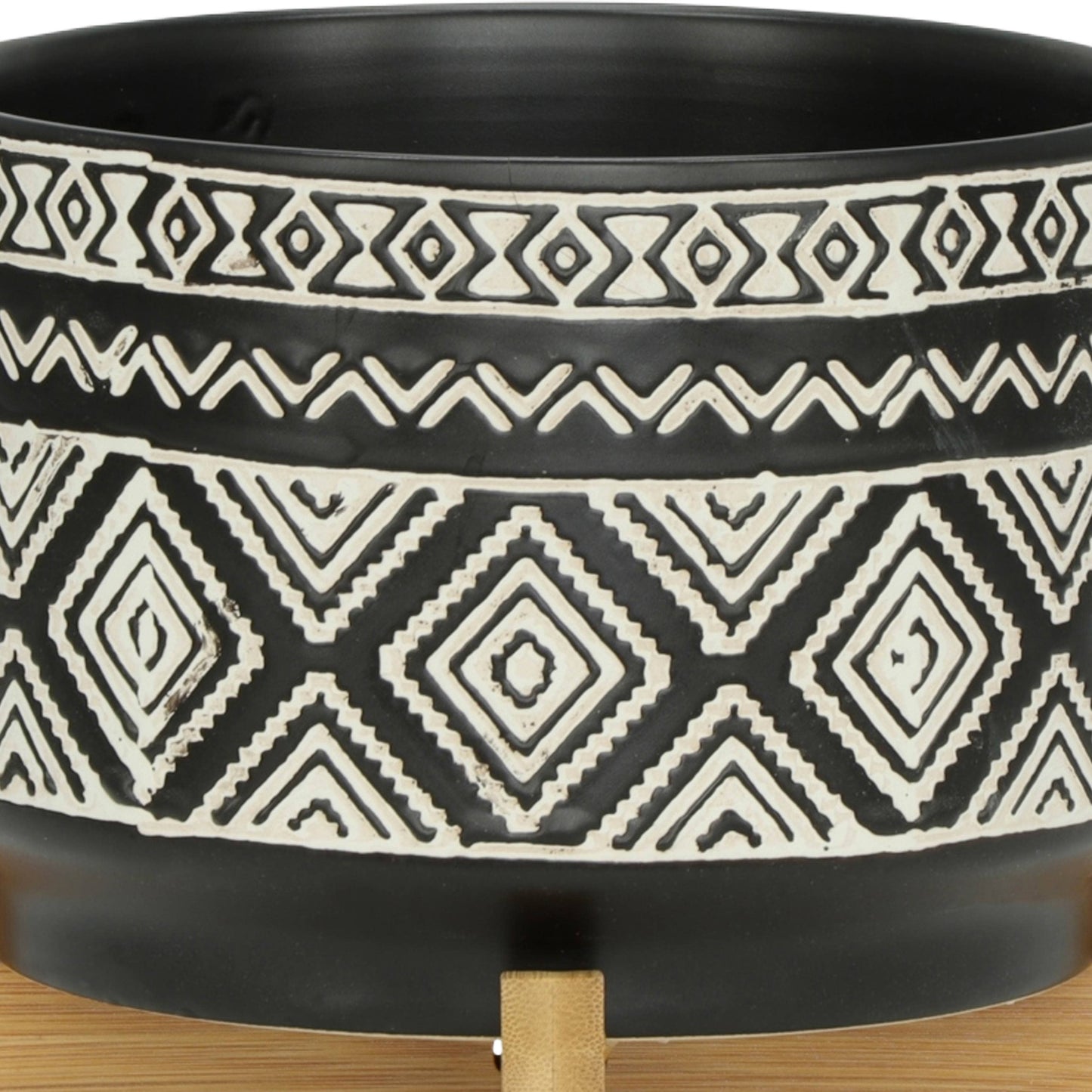 Modern Diamond Planter On Stand Black 7"