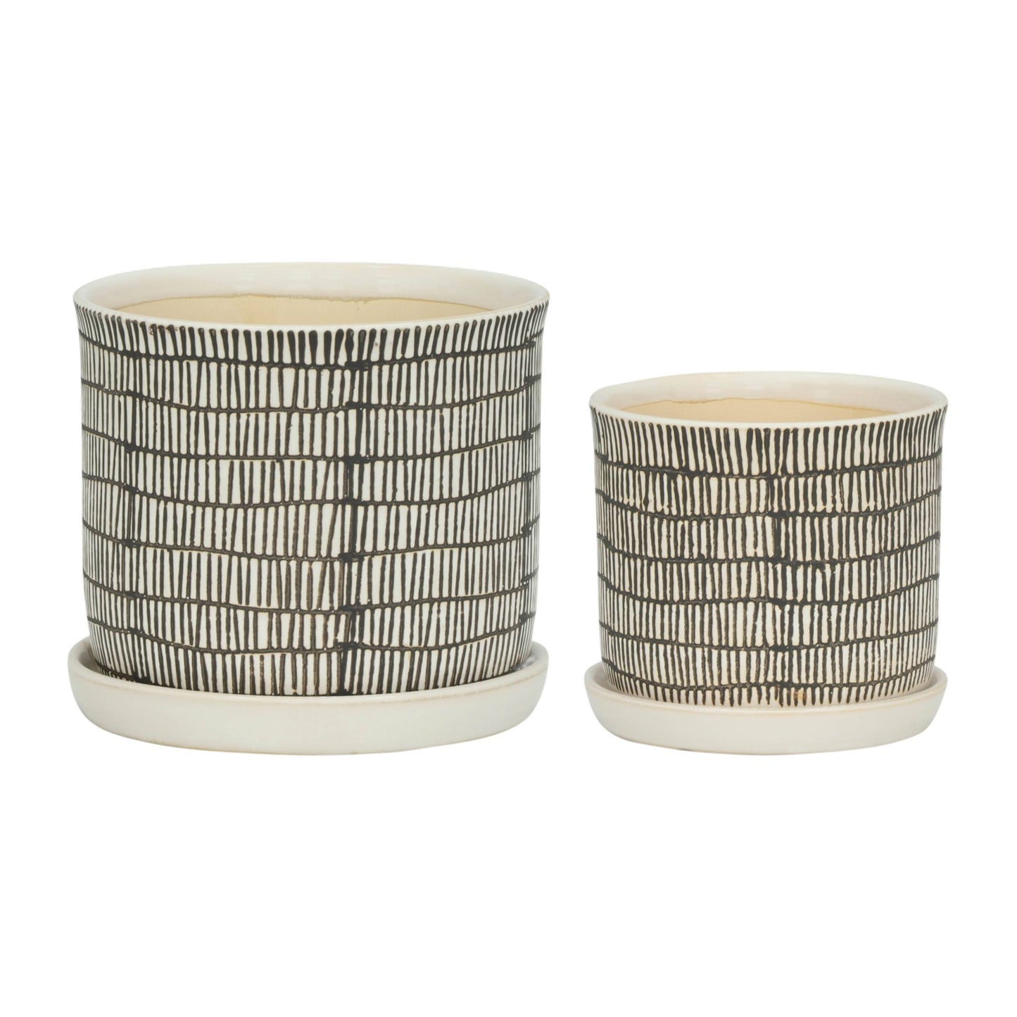 Ivory Line Planter with Saucer