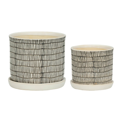 Ivory Line Planter with Saucer