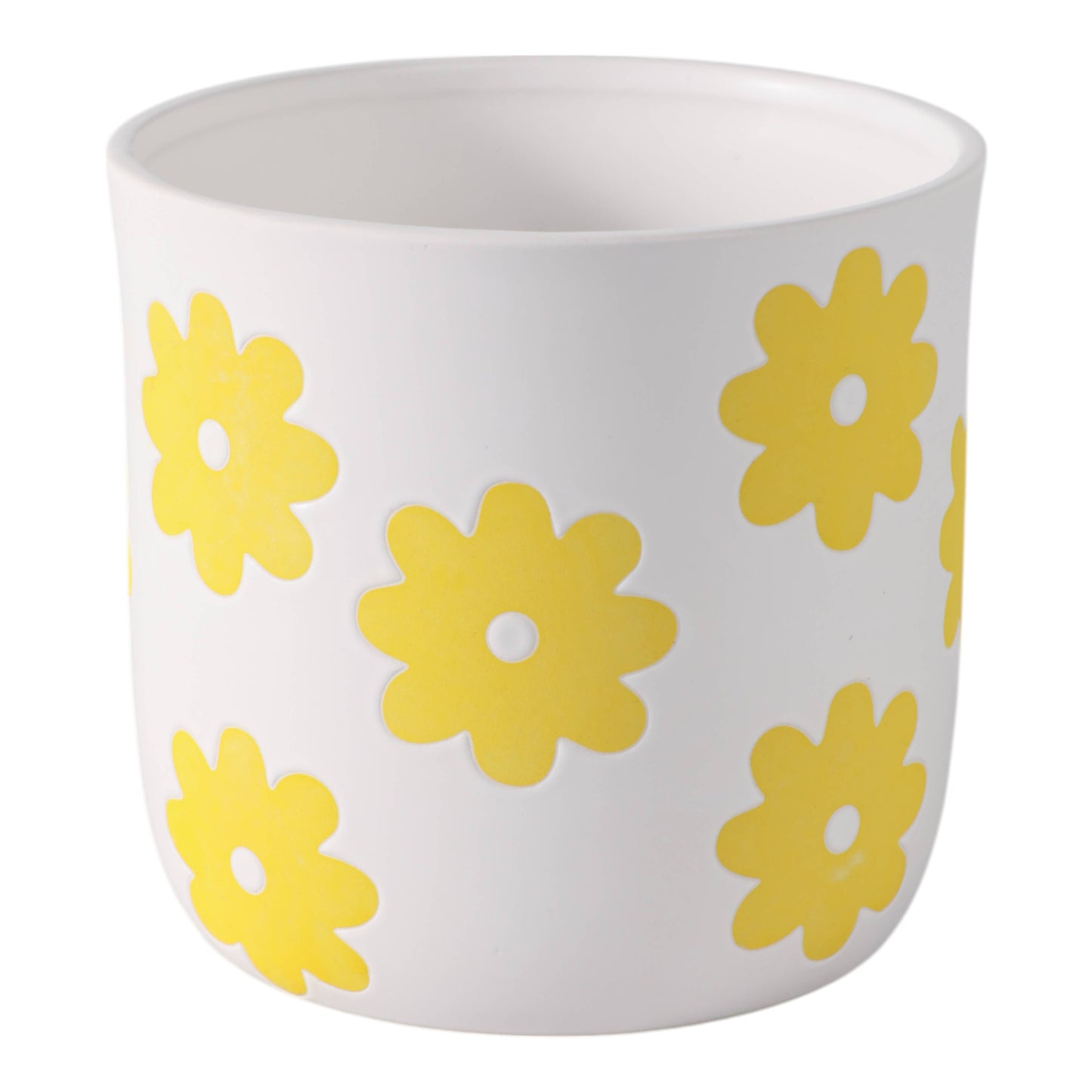 White/Yellow Ceramic Flower Power Planter