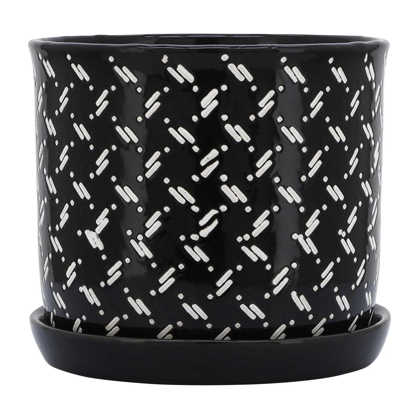 Black Round Dots Planter with Saucer