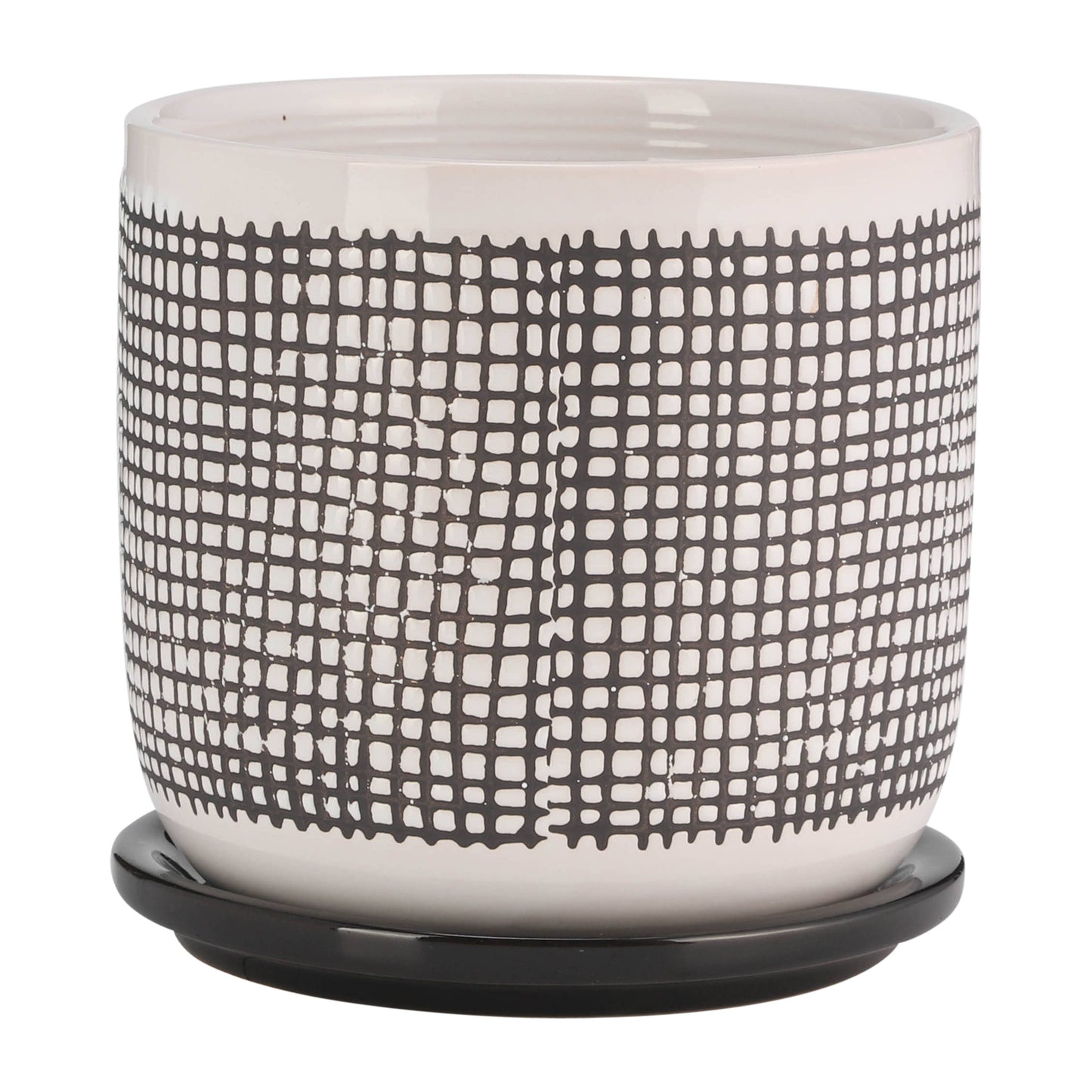 Gray Mesh Design Planter with Saucer 6"