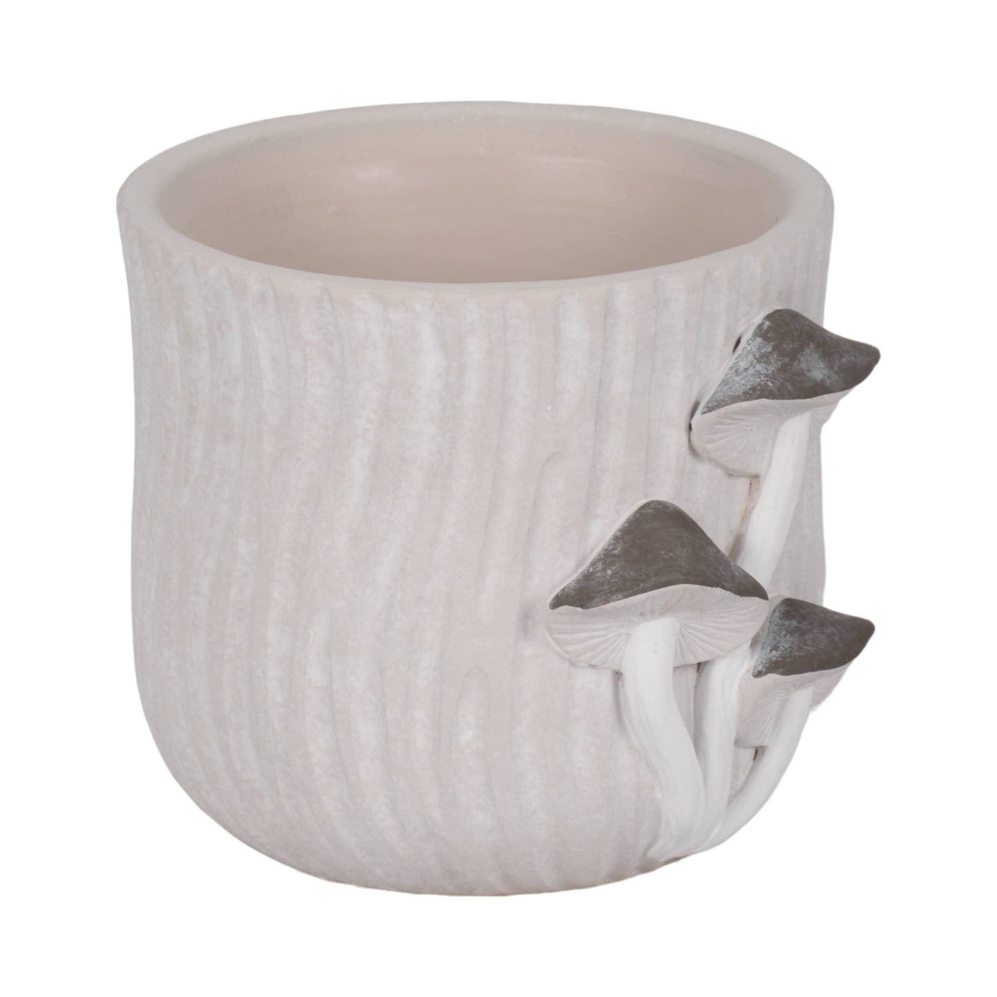 Grey Mushroom Applique Planter 6"