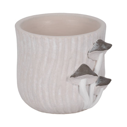 Grey Mushroom Applique Planter 6"