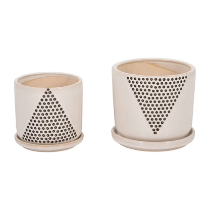 White Triangle Dots Planter