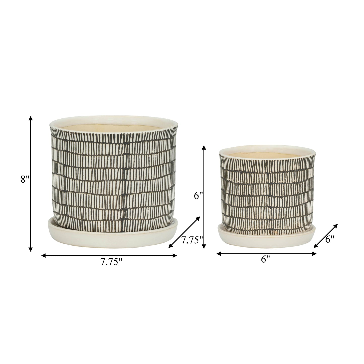 Ivory Line Planter with Saucer