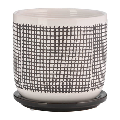 Gray Mesh Design Planter with Saucer 6"