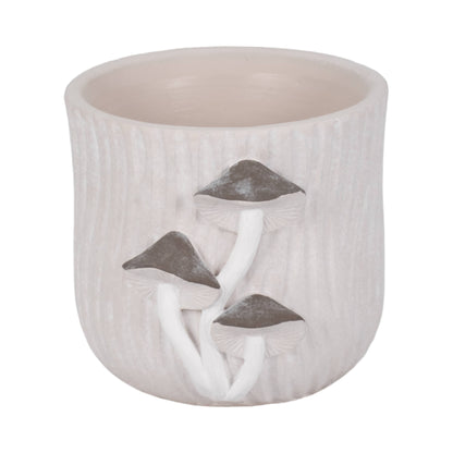 Grey Mushroom Applique Planter 6"