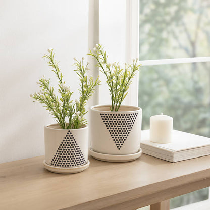 White Triangle Dots Planter