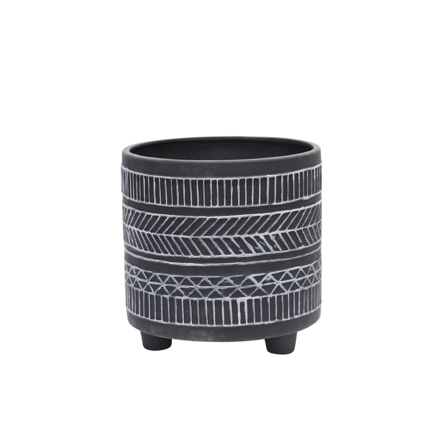 Black Tribal Footed Planter