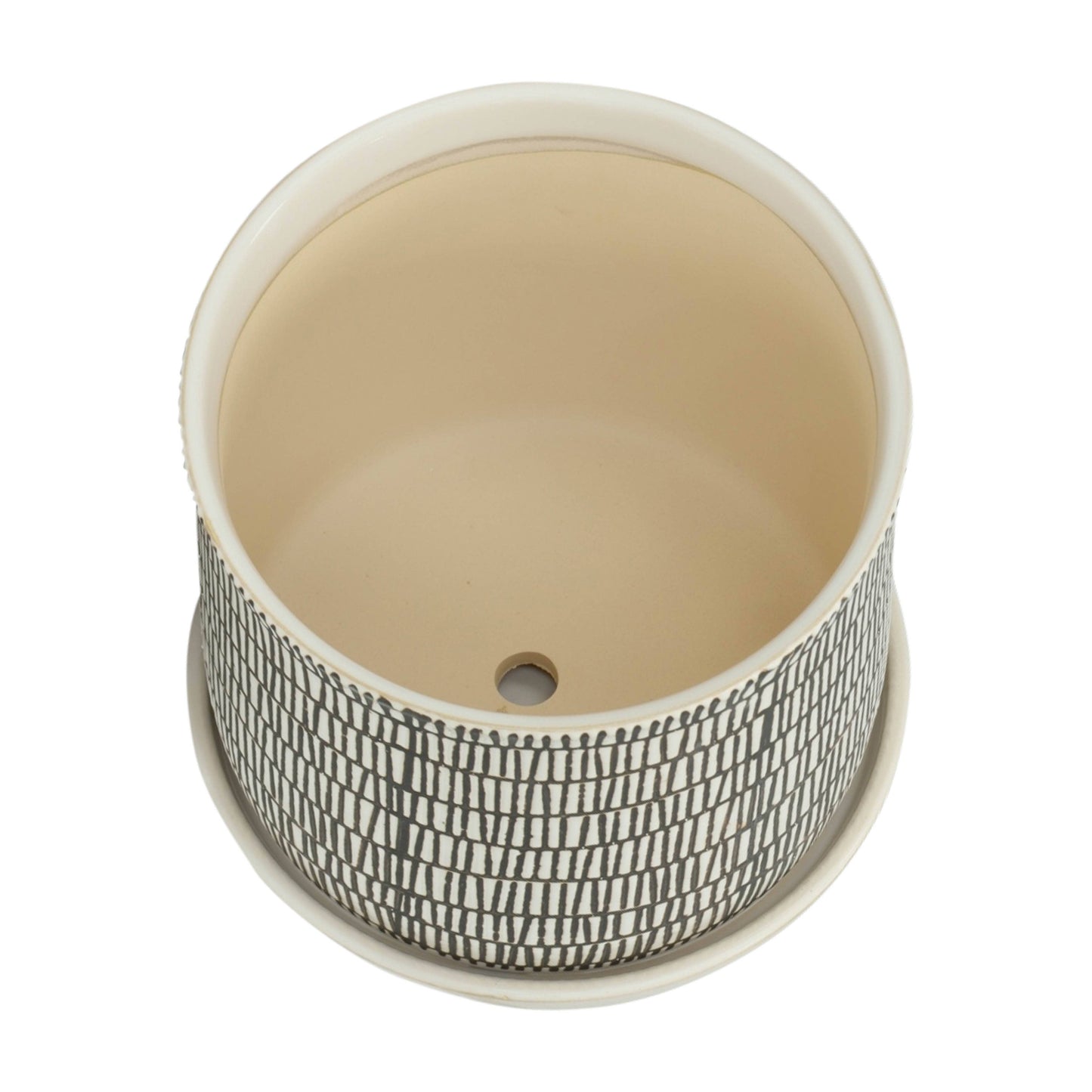 Ivory Line Planter with Saucer