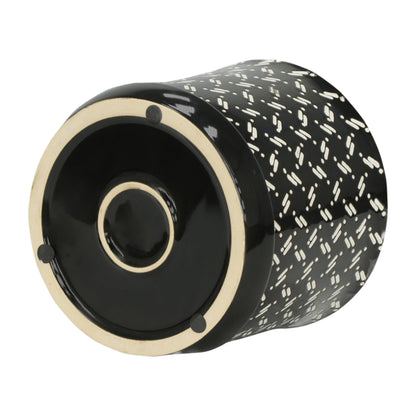 Black Round Dots Planter with Saucer