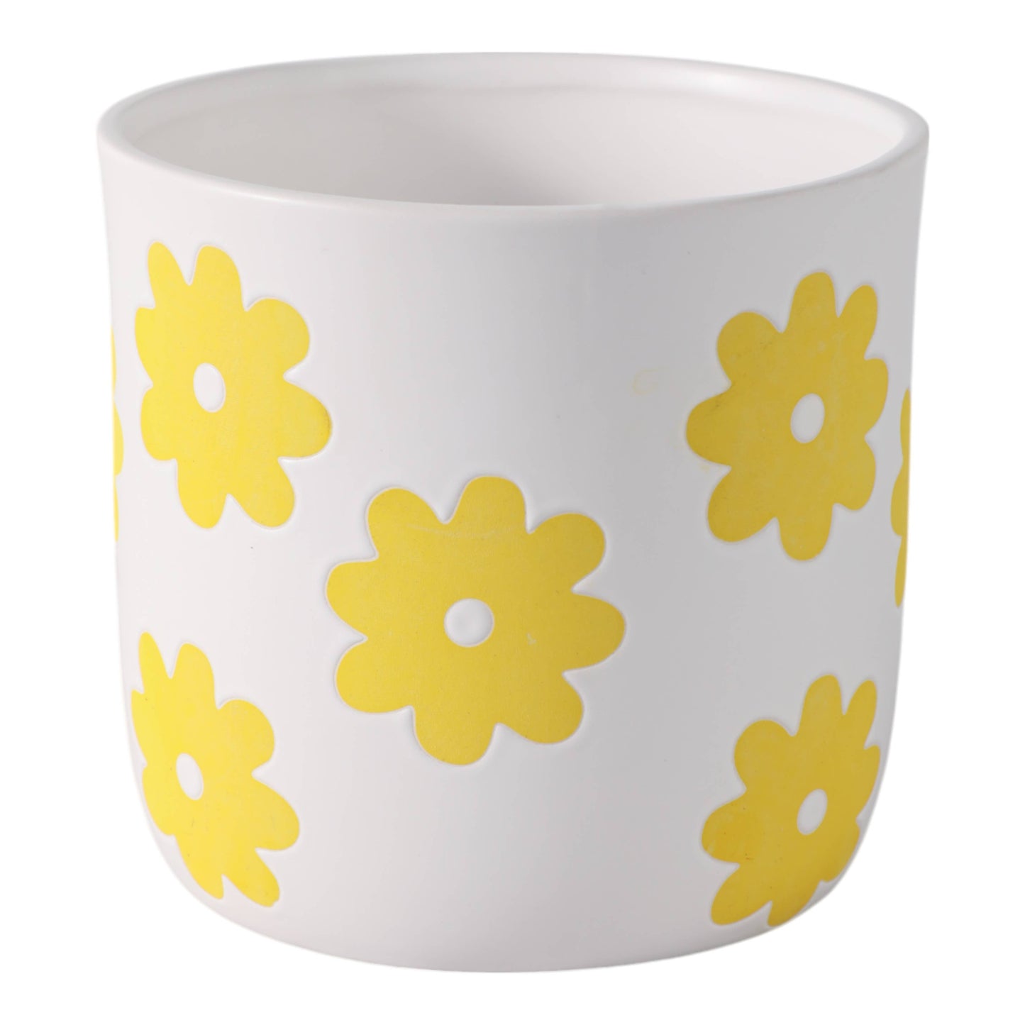 White/Yellow Ceramic Flower Power Planter