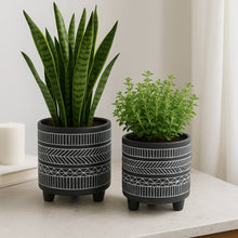 Black Tribal Footed Planter