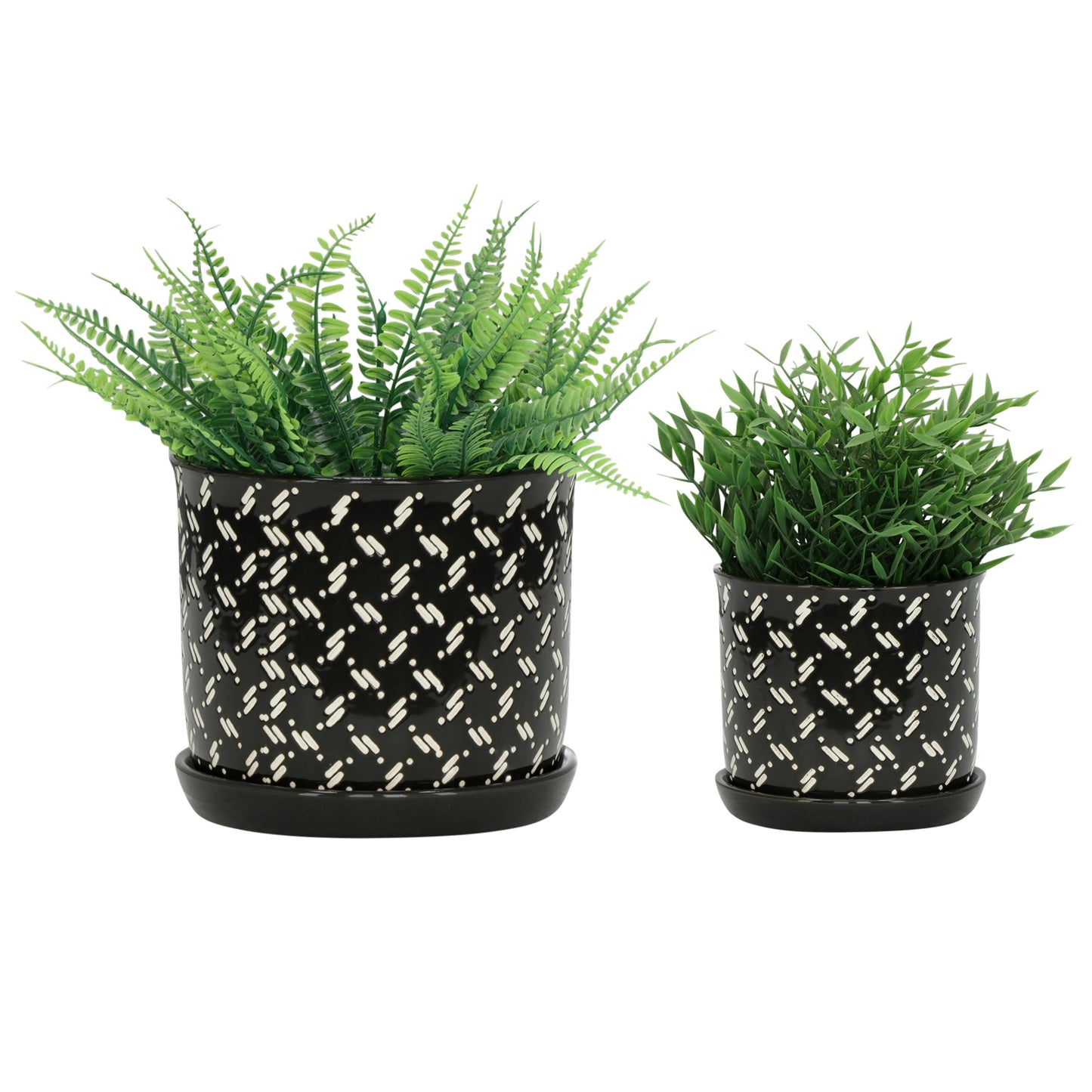 Black Round Dots Planter with Saucer