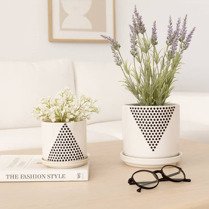 White Triangle Dots Planter