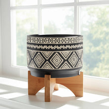Modern Diamond Planter On Stand Black 7"