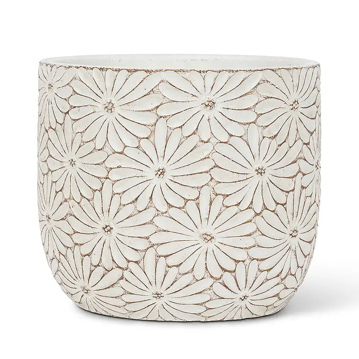 Large White Daisy Round Planter