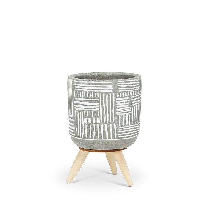 Small Grid Tripod Planter - White 4.5"H