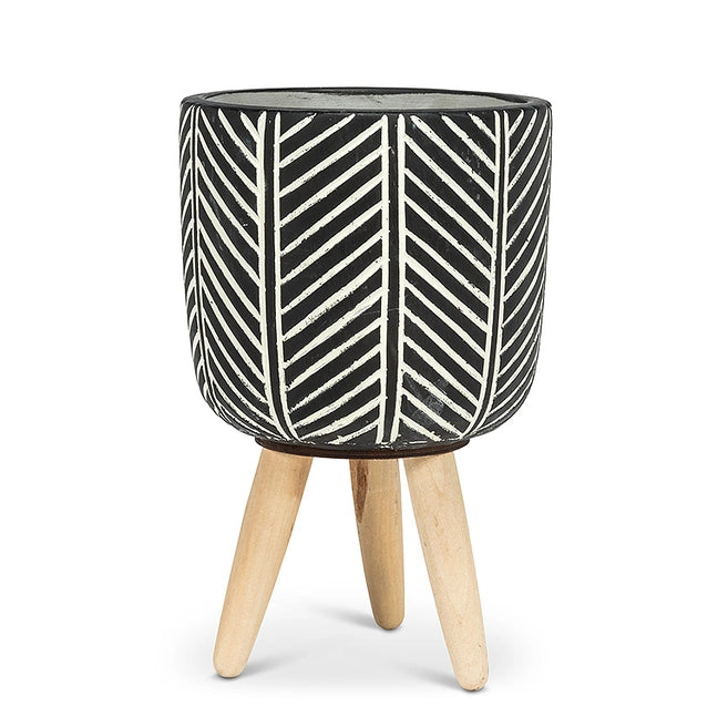 Large Herringbone Tripod Planter - Black 7