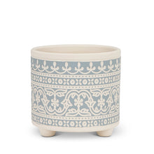Small Blue Stencil Planter - 4.5"H