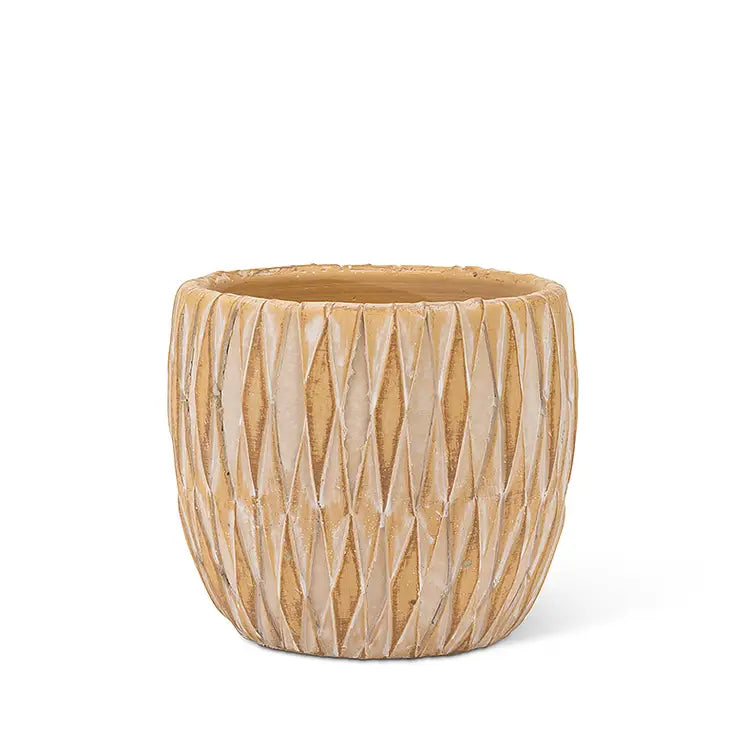 Small Tan Textured Planter - 4