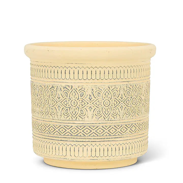 Yellow Embossed Band Planter