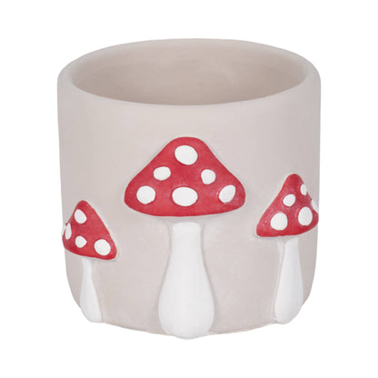 Red/White Magic Mushroom Applique Planter 6"