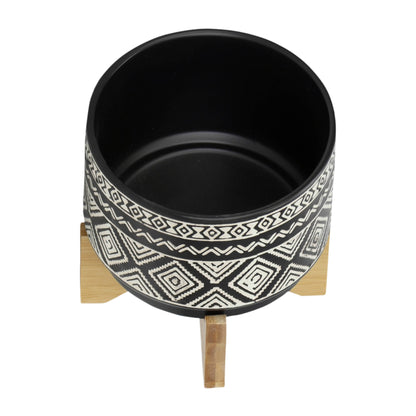 Modern Diamond Planter On Stand Black 7"