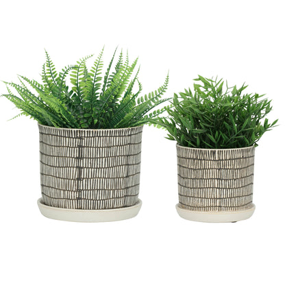 Ivory Line Planter with Saucer