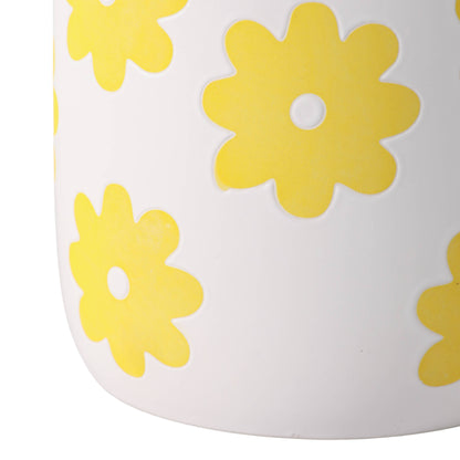 White/Yellow Ceramic Flower Power Planter