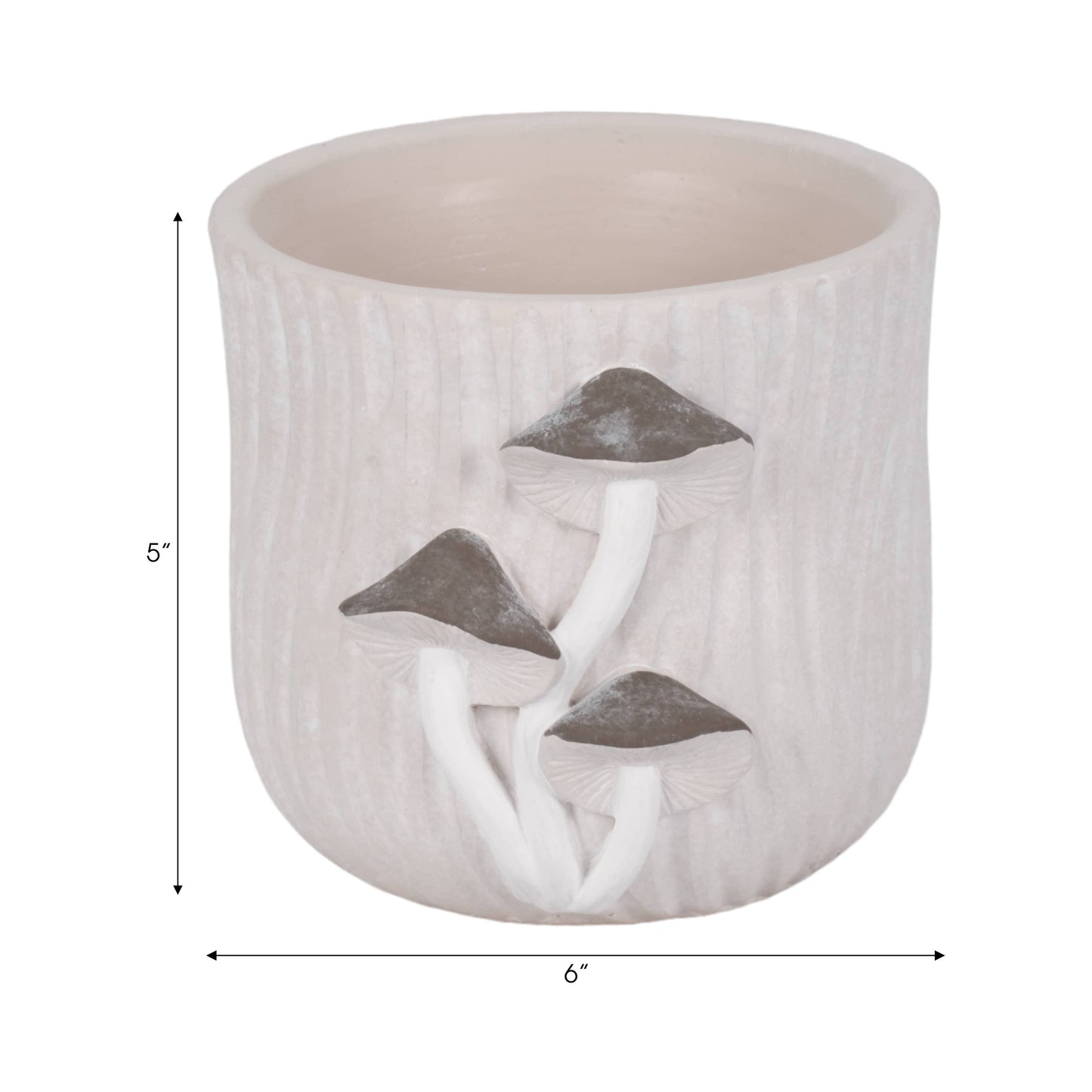 Grey Mushroom Applique Planter 6"