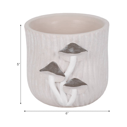 Grey Mushroom Applique Planter 6"