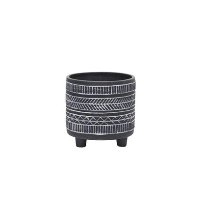 Black Tribal Footed Planter