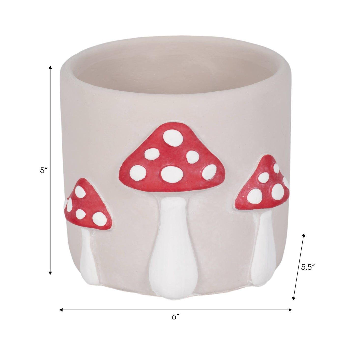 Red/White Magic Mushroom Applique Planter 6"
