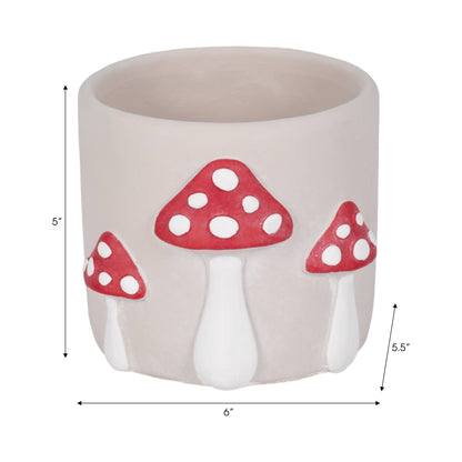 Red/White Magic Mushroom Applique Planter 6"