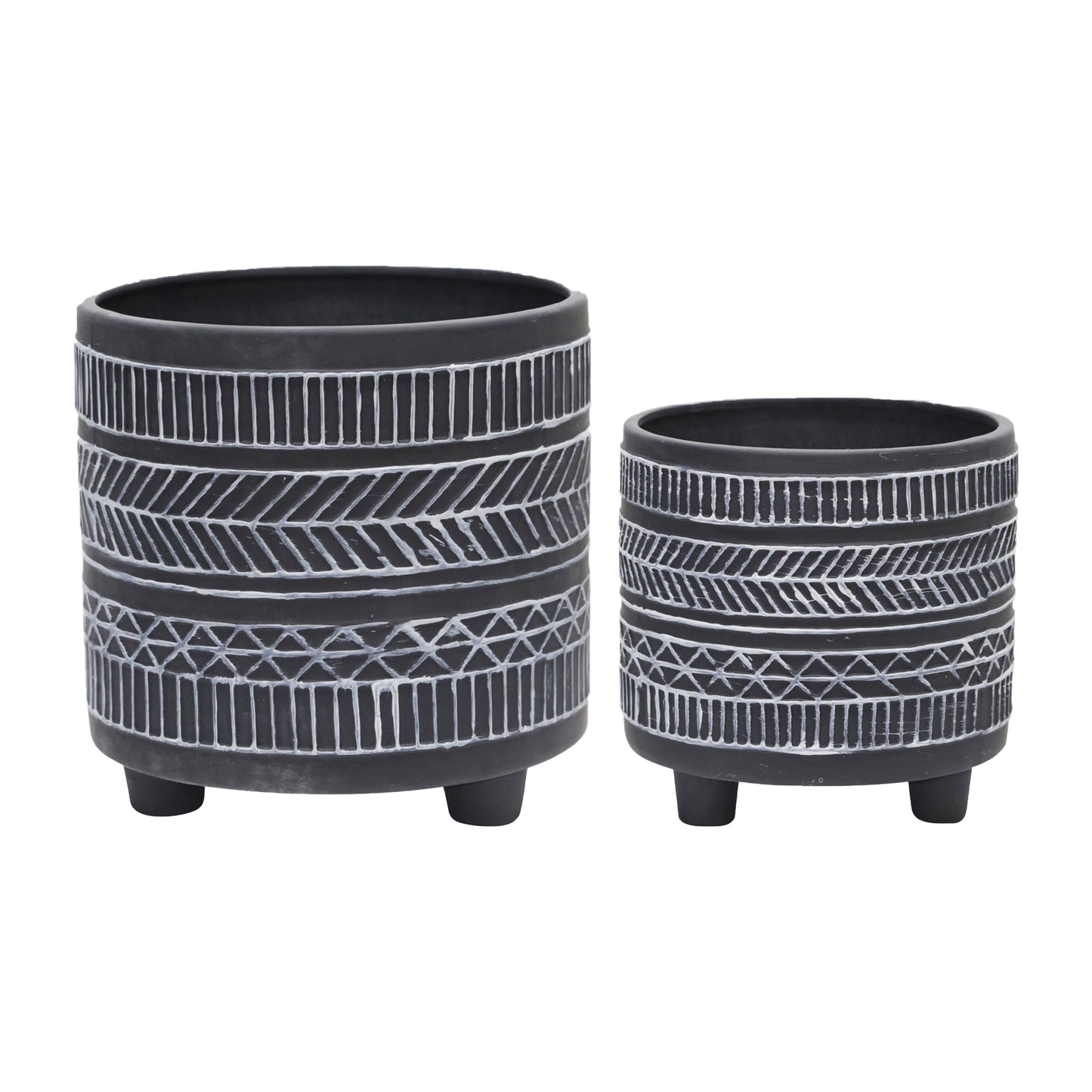 Black Tribal Footed Planter