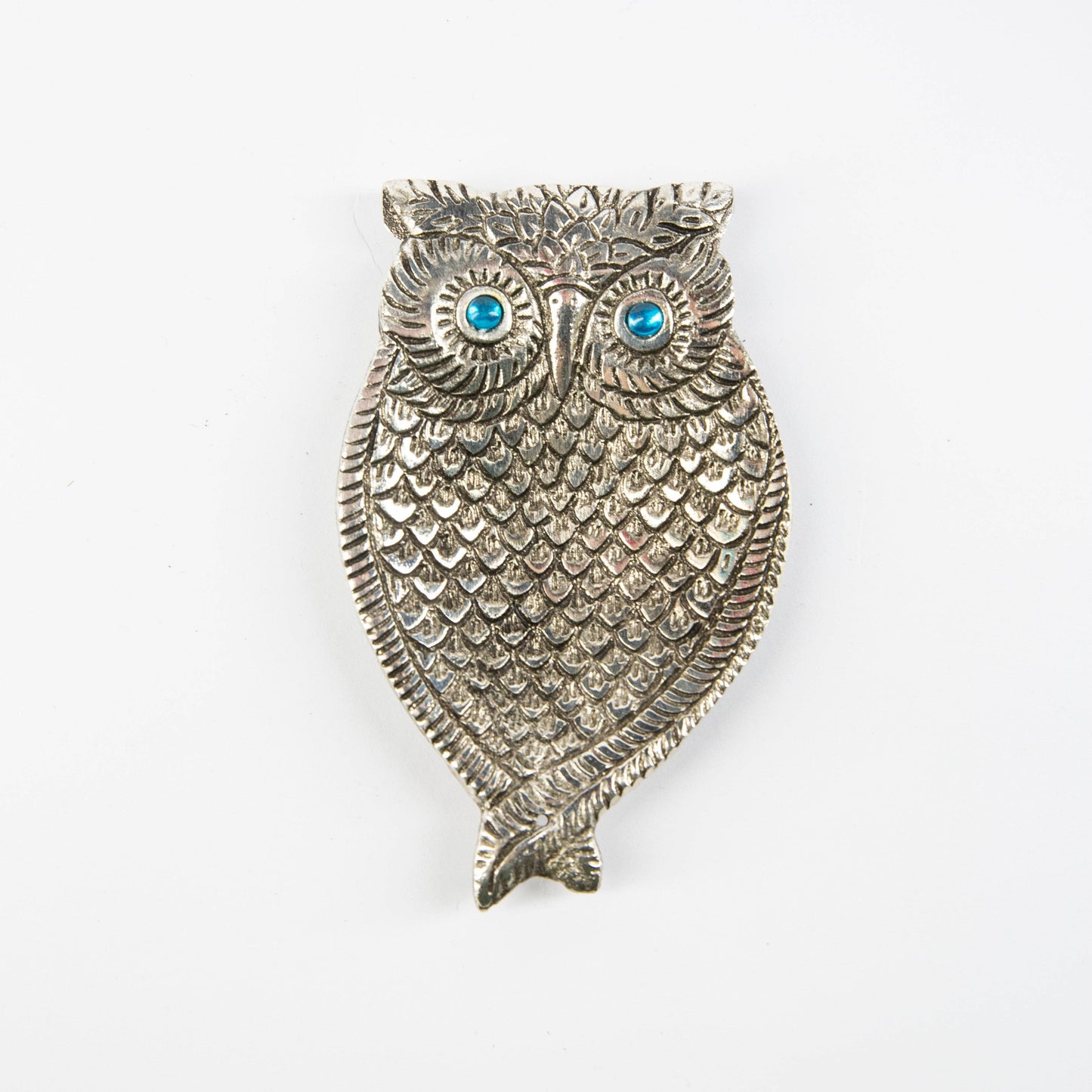 Owl Incense Holder - Silver with Turquoise Eyes