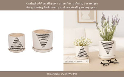 White Triangle Dots Planter